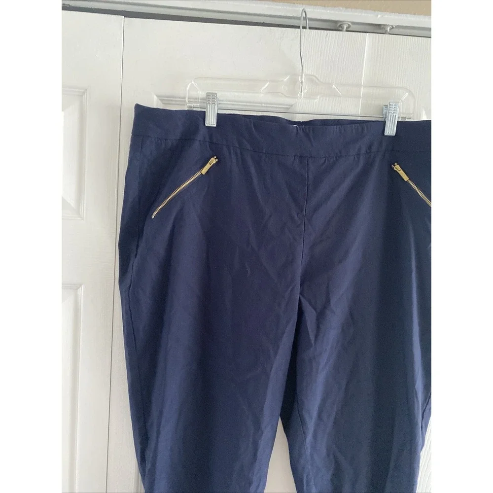 Nanette Nanette Lepore Ankle Pants Womens Size 3X Navy‎ Gold Zip Career Stretch